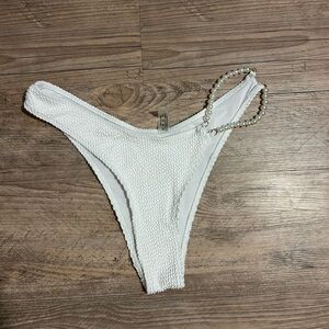 SHEIN White Textured Pearl-Detail Bikini Bottom